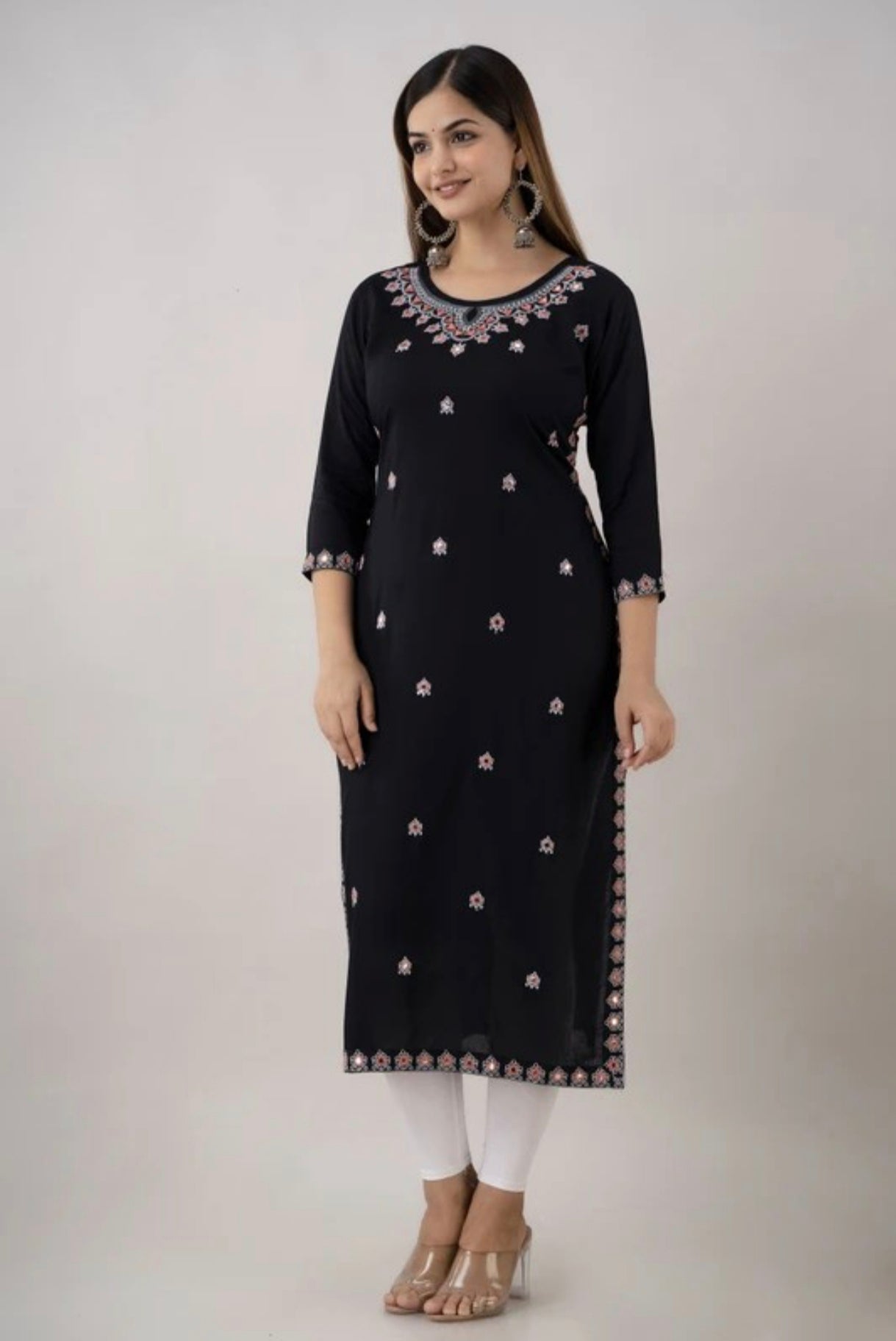 The 'Midnight Charm' – Black Ethnic Motif Kurta