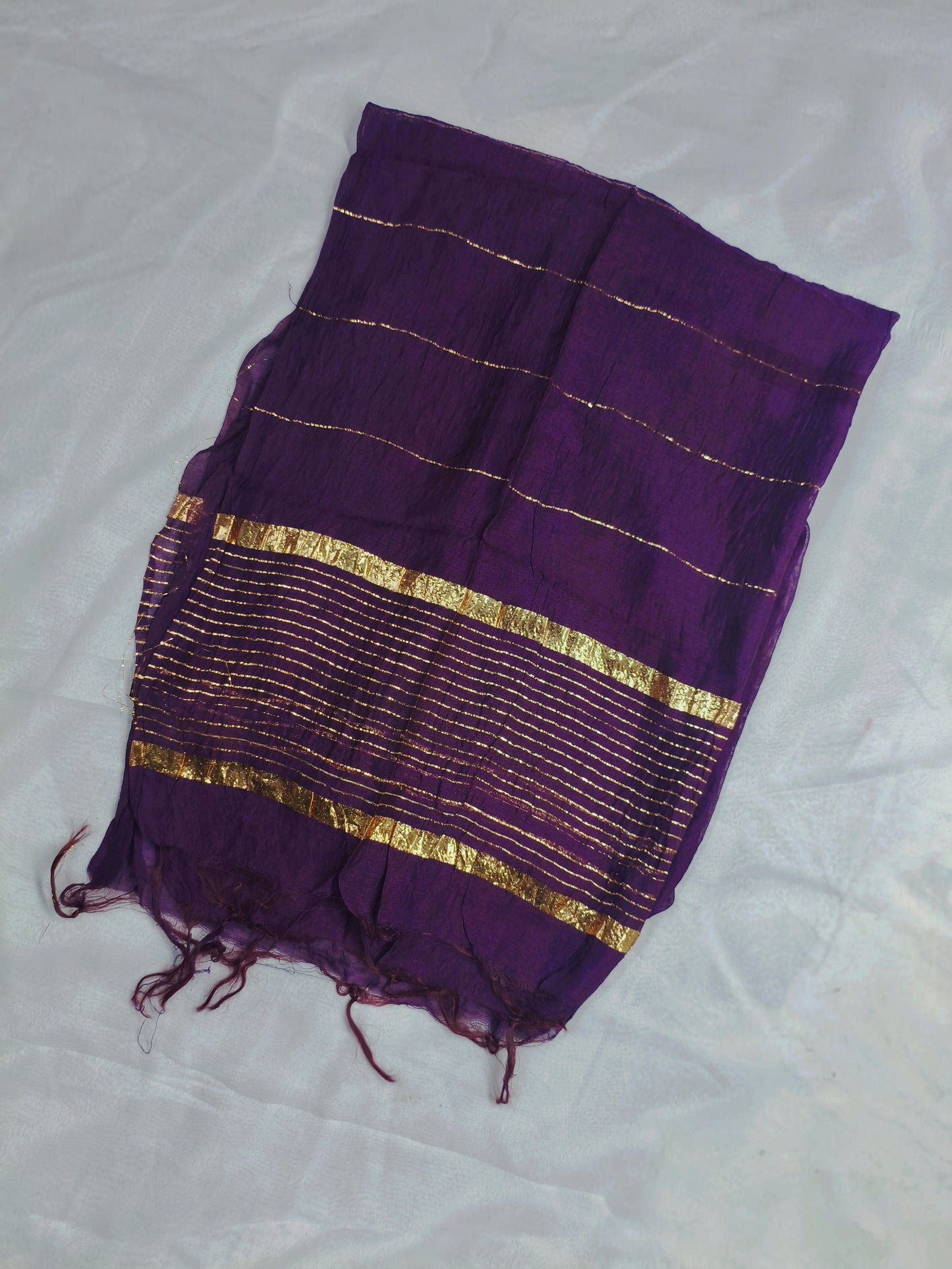 Plum Purple Silk 3-Piece Kurta Set with Mirror & Thread Embroidery