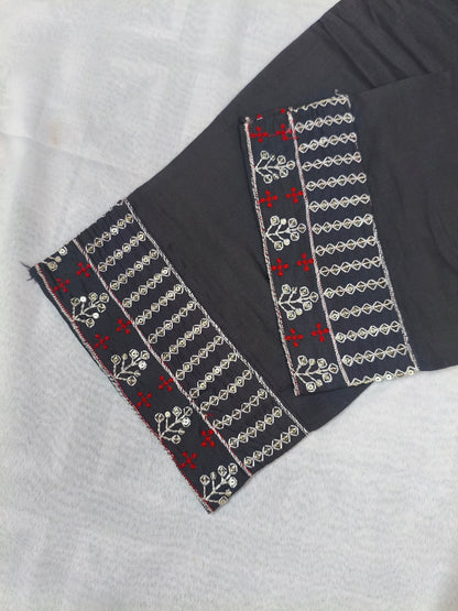 Gray 3-Piece Embroidered Kurta Set with Pant & Dupatta