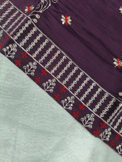 Purple 3-Piece Embroidered Kurta Set with Pant & Dupatta