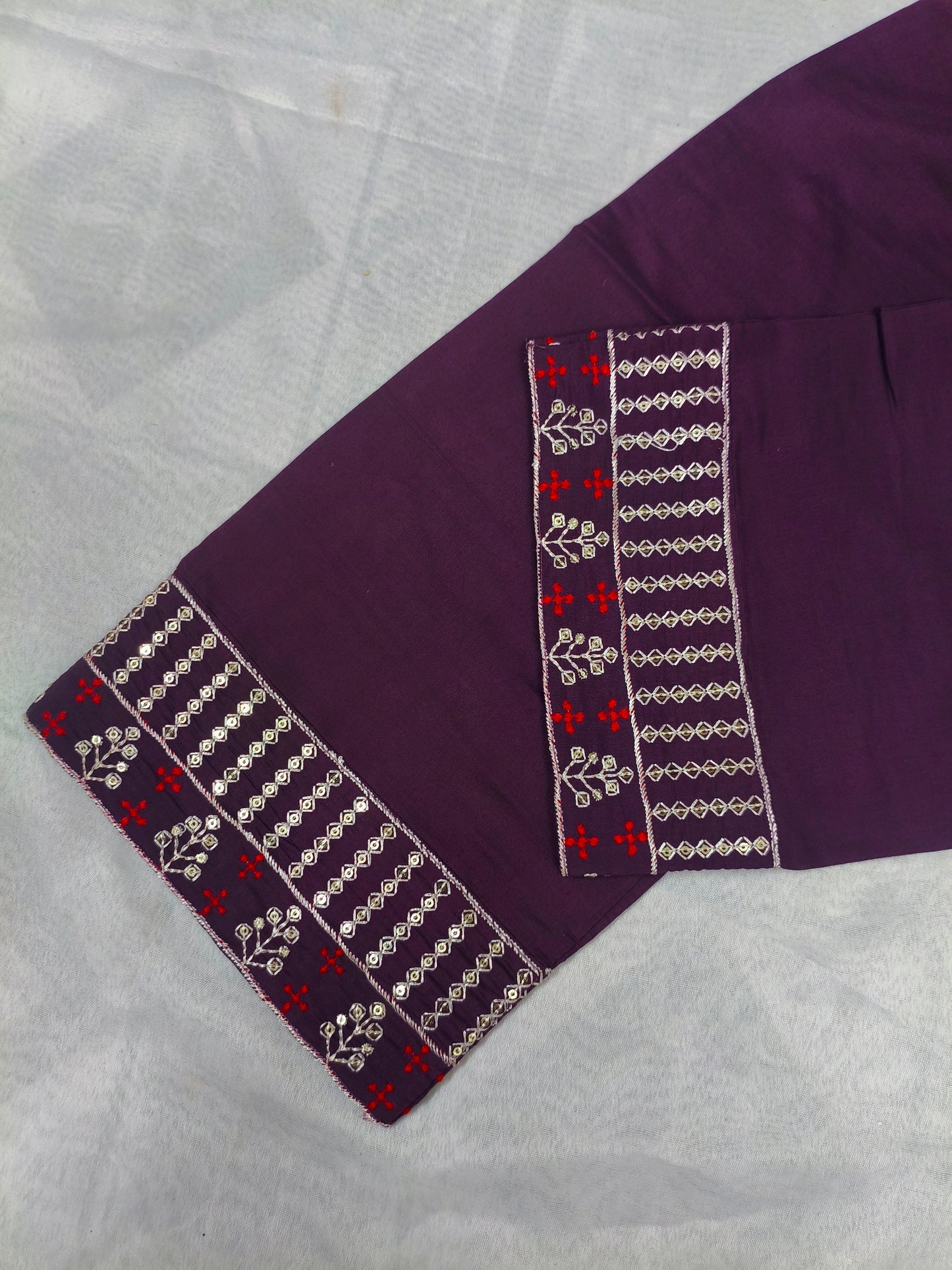 Purple 3-Piece Embroidered Kurta Set with Pant & Dupatta