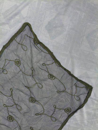 Gray 3-Piece Embroidered Kurta Set with Pant & Dupatta