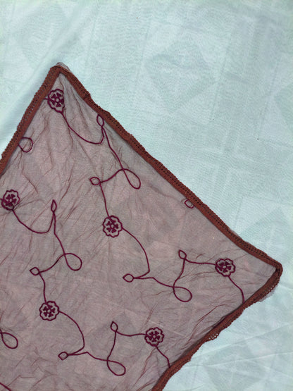 Maroon 3-Piece Embroidered Kurta Set with Pant & Dupatta