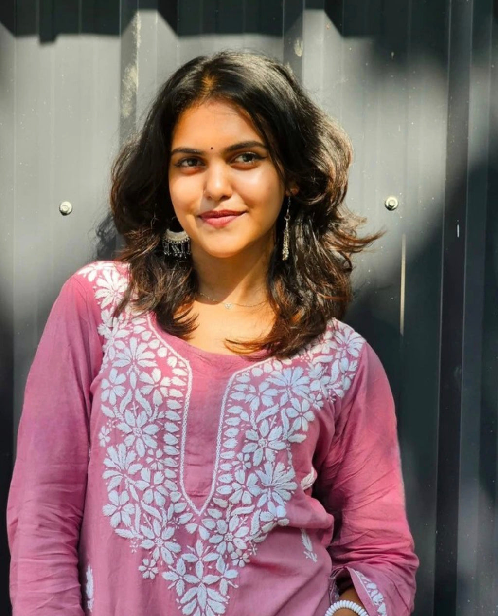 The 'Lucknowi Blush' – Pink Embroidered Tunic Top