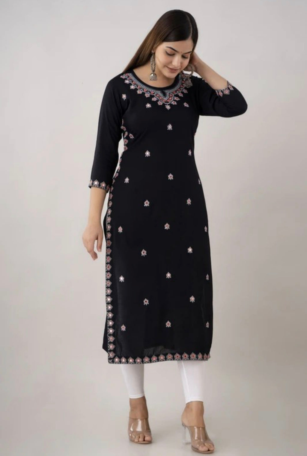 The 'Midnight Charm' – Black Ethnic Motif Kurta