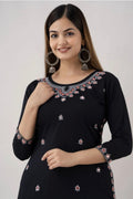 The 'Midnight Charm' – Black Ethnic Motif Kurta