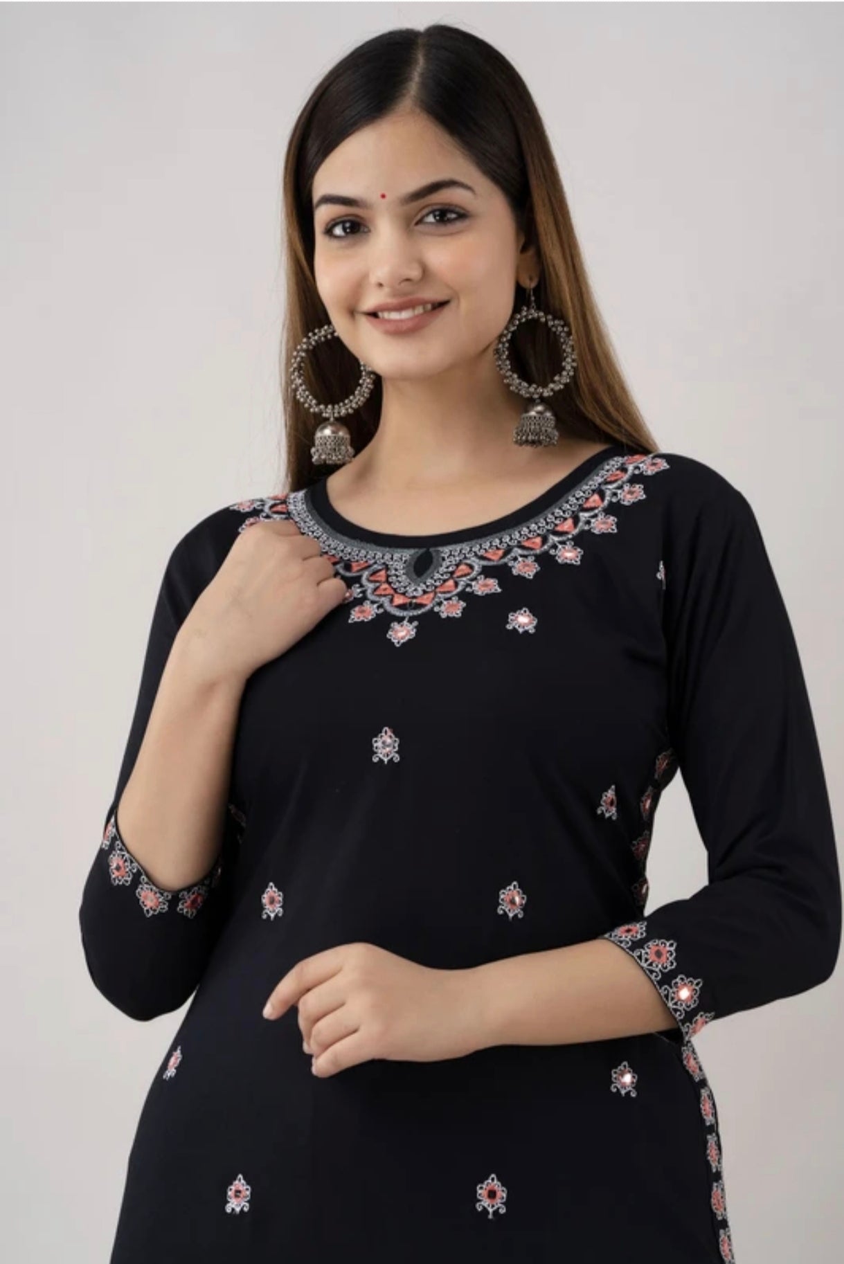 The 'Midnight Charm' – Black Ethnic Motif Kurta