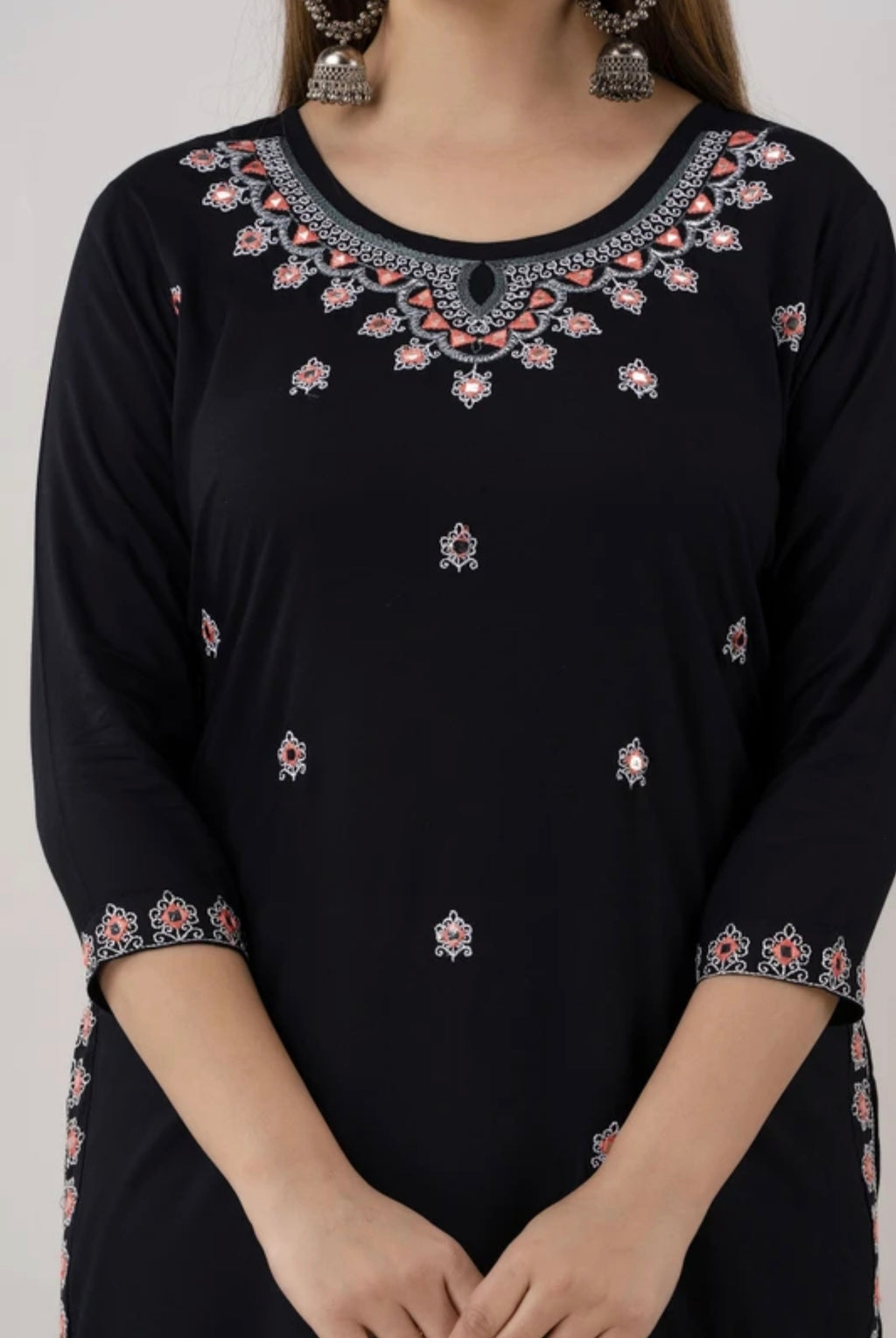 The 'Midnight Charm' – Black Ethnic Motif Kurta