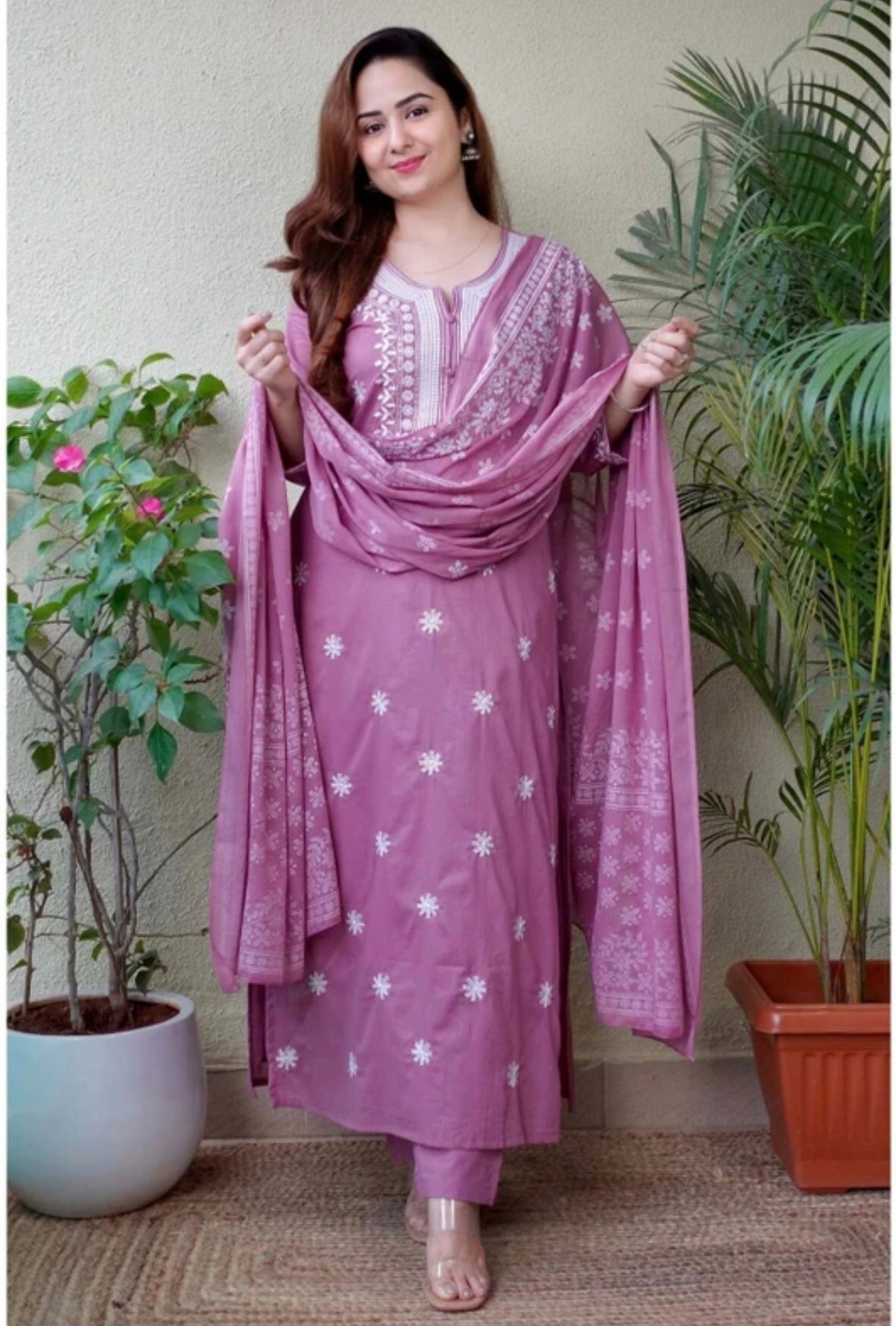 The 'Lilac Love' Suit – 3-Piece Embroidered Ensemble