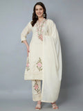 The 'Ivory Bloom' Designer Suit – Thread Embroidered Kurta Pant & Dupatta
