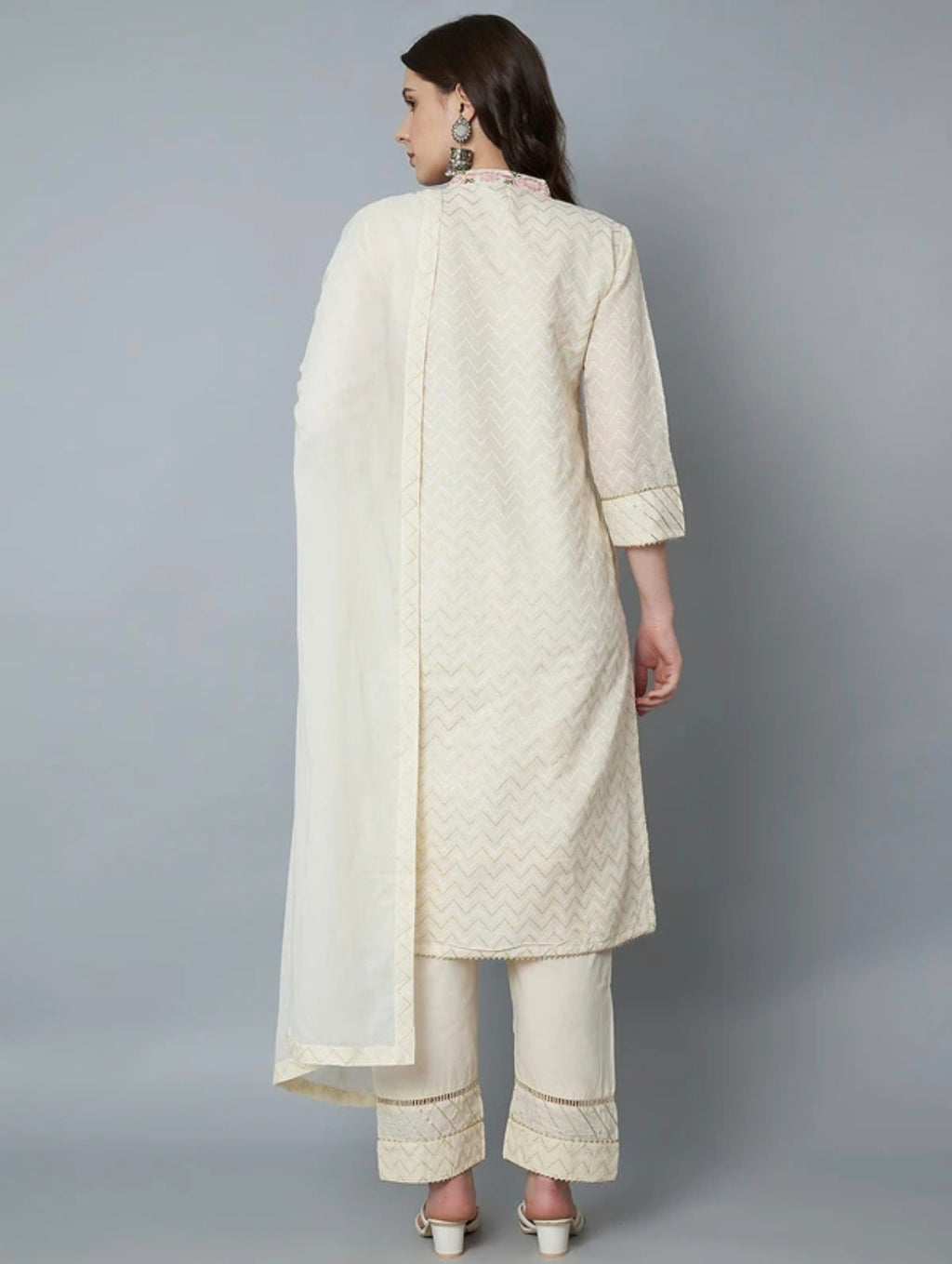 The 'Ivory Bloom' Designer Suit – Thread Embroidered Kurta Pant & Dupatta